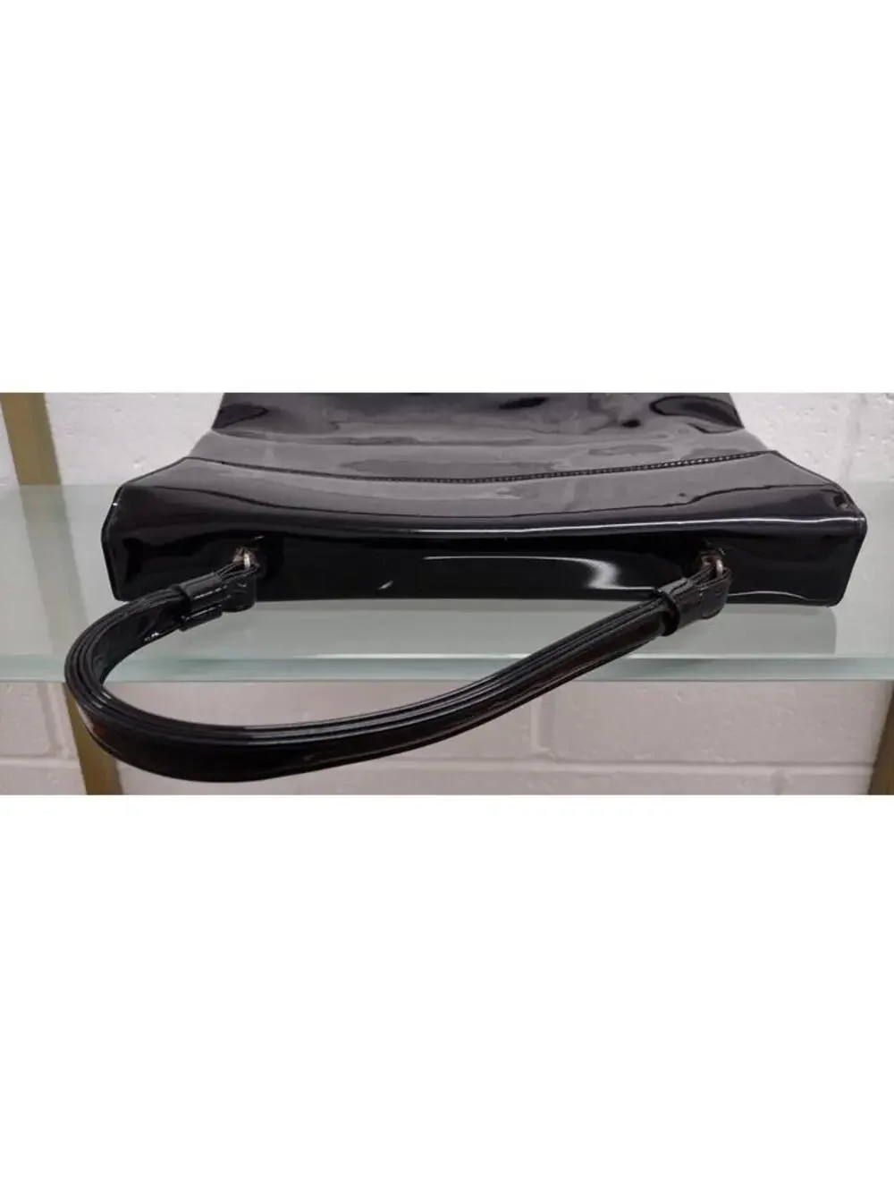 Vintage 60s Kelly Style Purse Crown Lewis Black Patent Leather Bag Gold Plated